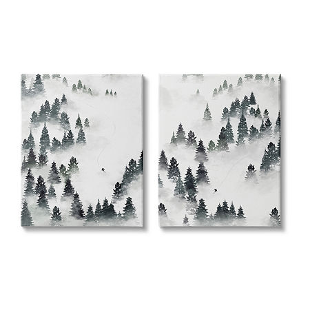 Stupell Industries Winter Ski Slopes Mountain 2-pc. Wall Art Sets, One Size, White -  96938510018