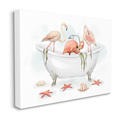 Stupell Industries Flamingo Trio In Nautical Tub Canvas Art