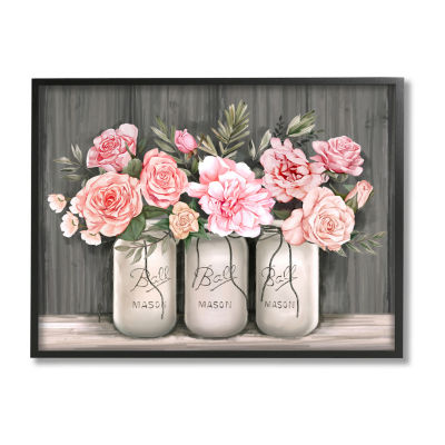 Stupell Industries Blossoming Pink Rose Bouquets Print
