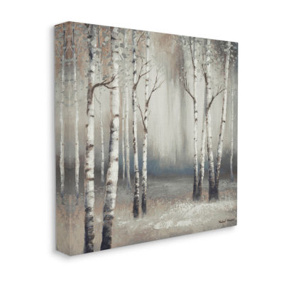 Stupell Industries Misty Birch Tree Forest Canvas Art