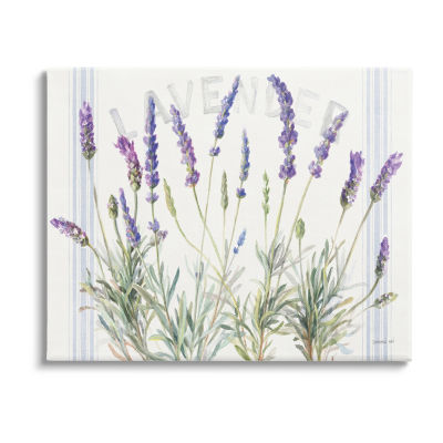 Stupell Industries Lavender Floral Bistro Stripes Canvas Art
