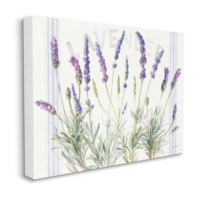 Stupell Industries Lavender Floral Bistro Stripes Canvas Art