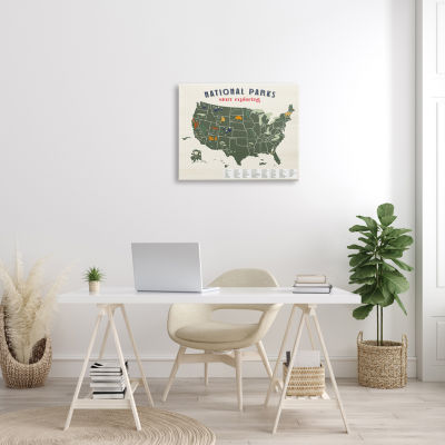 Stupell Industries National Parks Map With Key Canvas Art