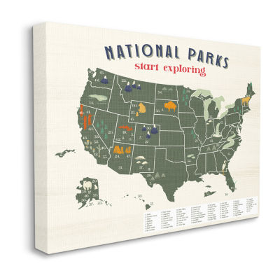 Stupell Industries National Parks Map With Key Canvas Art