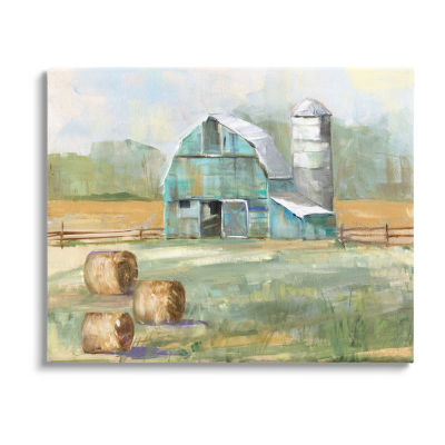 Stupell Industries Contemporary Blue Farm Barn Canvas Art