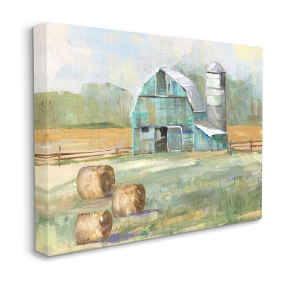 Stupell Industries Contemporary Blue Farm Barn Canvas Art