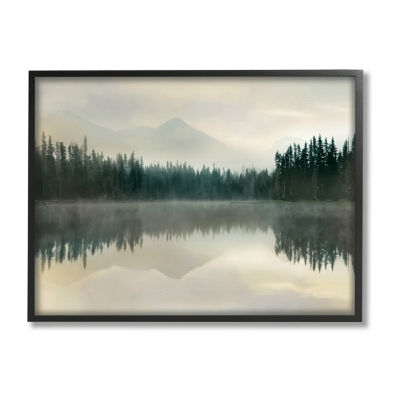 Stupell Industries Foggy Lake Forest Landscape Framed Print