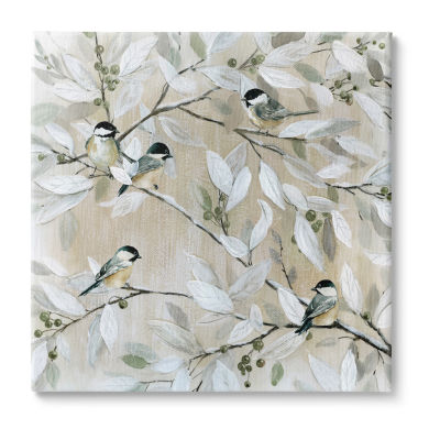 Stupell Industries Chickadee Birds On Tree Canvas Art