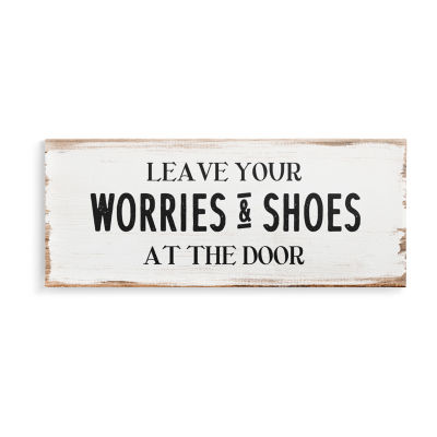 Stupell Industries Leave Worries And Shoes At Door Canvas Art