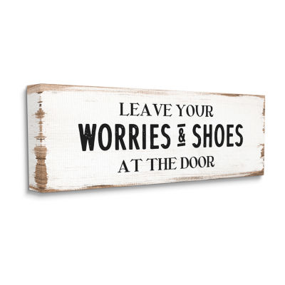 Stupell Industries Leave Worries And Shoes At Door Canvas Art