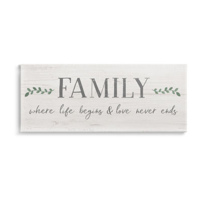 Stupell Industries Family Life Begins Love Never Ends Canvas Art