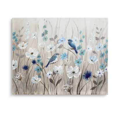 Stupell Industries Birds Floral Blossom Meadow Canvas Art