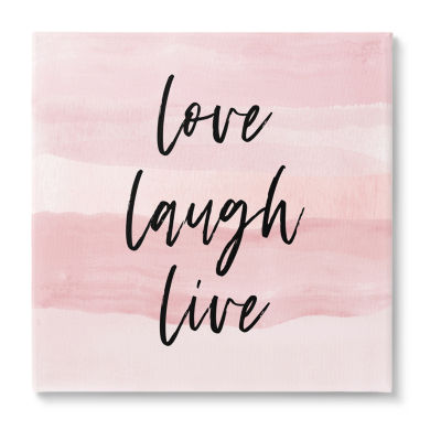 Stupell Industries Pink Love Laugh Live Phrase Canvas Art