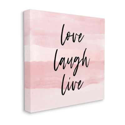 Stupell Industries Pink Love Laugh Live Phrase Canvas Art