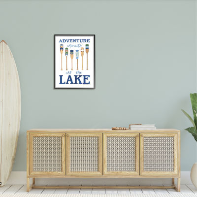 Stupell Industries Adventure Awaits At Lake Oars Phrase Print