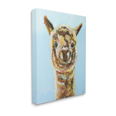 Stupell Industries Happy Llama Farm Animal Face Canvas Art