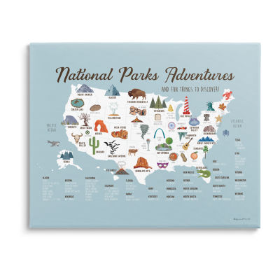 Stupell Industries National Parks Adventures Usa Map Canvas Art