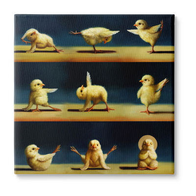 Stupell Industries Yoga Chicks Stretching Farm Animals Canvas Art