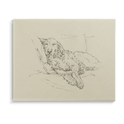 Stupell Industries Fluffy Retriever Dog Sketch Canvas Art