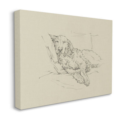 Stupell Industries Fluffy Retriever Dog Sketch Canvas Art