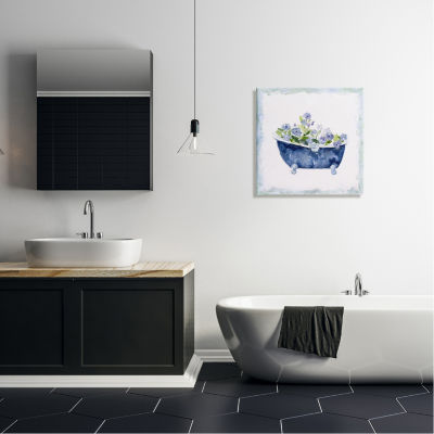 Stupell Industries Charming Blue Bathtub Florals Canvas Art