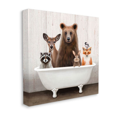 Stupell Industries Woodland Creatures Antique Bathtub Canvas Art