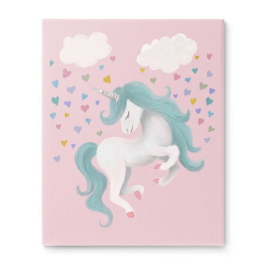 Stupell Industries Pink Pastel Unicorn Clouds Canvas Art