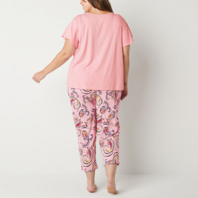 Blue and Pink Roses Cap Sleeve Capri PJ Set - Aria Sleepwear