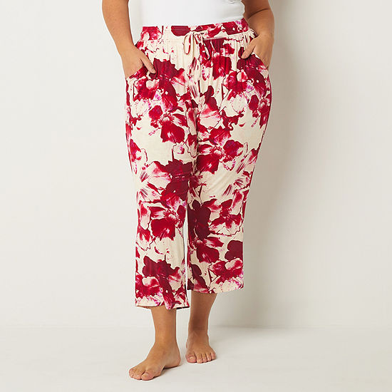 Ambrielle Pajama Capri Pants Plus, Color: Tossed Hearts - JCPenney