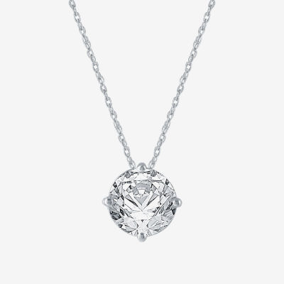 Ever Star (H-I / Si2-I1) Womens 1 CT. T.W. Lab Grown White Diamond 10K White Gold Round Pendant Necklace
