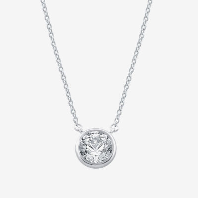Ever Star (H-I / Si2-I1) Womens 1 CT. Lab Grown White Diamond 10K Gold Round Pendant Necklace