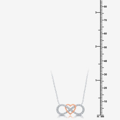 Yes, Please! Womens 1/10 CT. T.W. Natural Diamond 14K Rose Gold Over Silver Heart Infinity Pendant Necklace