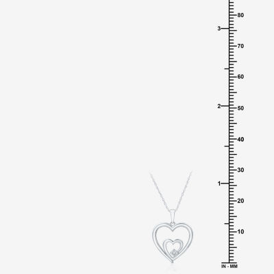 Yes, Please! Womens Diamond Accent Natural White Diamond Sterling Silver Heart Pendant Necklace