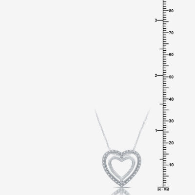 Yes, Please! Womens 1/10 CT. T.W. Natural White Diamond Sterling Silver Heart 18 Inch Pendant Necklace