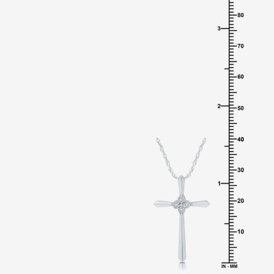 Yes, Please! Womens Diamond Accent Natural Diamond Sterling Silver Cross 18 Inch Pendant Necklace