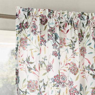 No 918 Lily Garden Light-Filtering Rod Pocket Single Curtain Panel