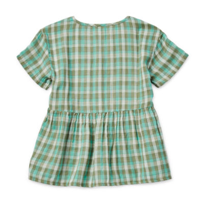 Thereabouts Little & Big Girls V Neck Short Sleeve Blouse