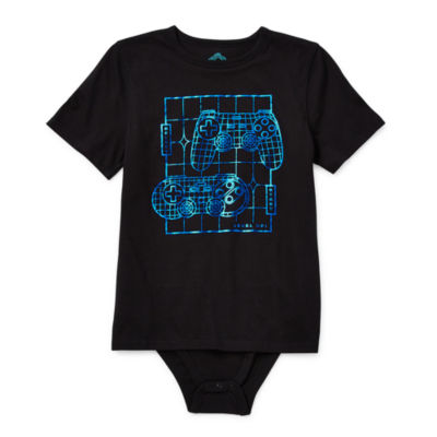 Thereabouts Little & Big Boys Adaptive Crew Neck Short Sleeve Bodysuit