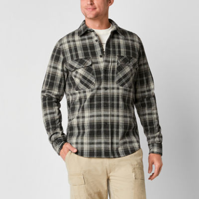 Frye and Co. Mens Long Sleeve Regular Fit Brushed Knit Flannel Shirt