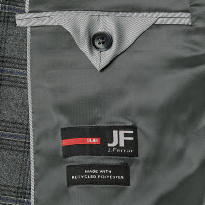 JF J.Ferrar Ultra Comfort Mens Checked Stretch Fabric Slim Fit Suit ...