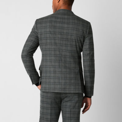 J. Ferrar Ultra Comfort Mens Checked Stretch Fabric Slim Fit Suit Jacket