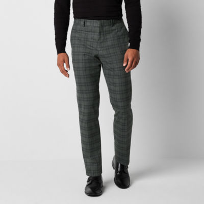 J. Ferrar Ultra Comfort Mens Checked Stretch Fabric Slim Fit Suit Pants