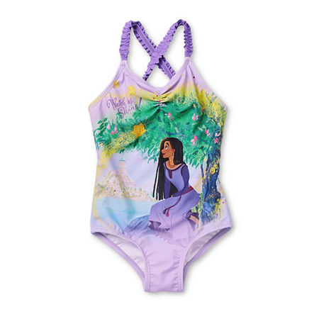 Disney Collection Little & Big Girls Wish One Piece Swimsuit, 2, Purple