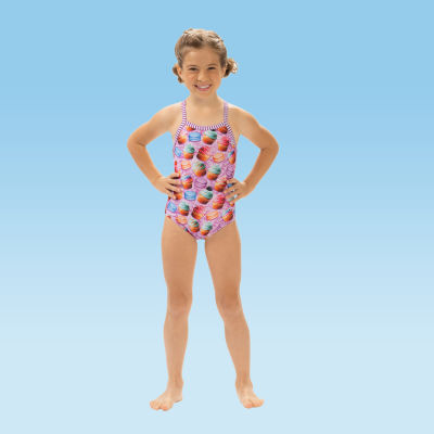 Dolfin Print Toddler Little Girls Easy-on Easy-off One Piece Swimsuit 5 Purple 24$