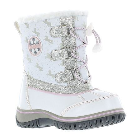 Totes Toddler Girls Lil Bamba Waterproof Flat Heel Winter Boots, 5 Medium, White