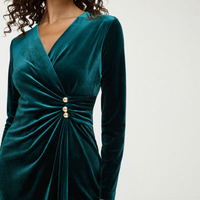 Marc New York Velvet Womens Long Sleeve Sheath Dress