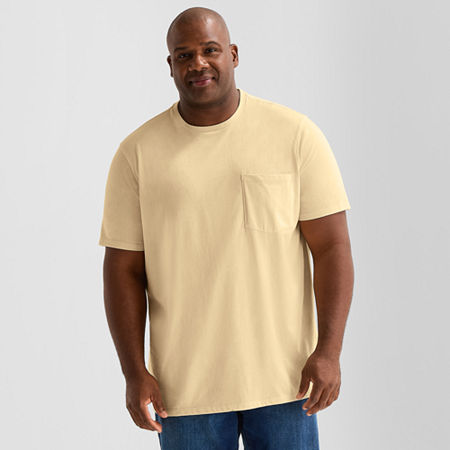 St. John's Bay Super Soft Mens Crew Neck Short Sleeve Quick Dry Stretch Fabric Big And Tall T-shirt In Yellow