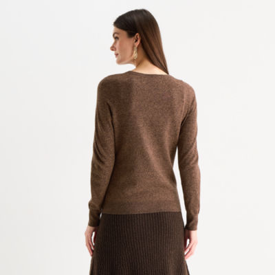 Worthington Womens Crew Neck Long Sleeve Pullover Sweater