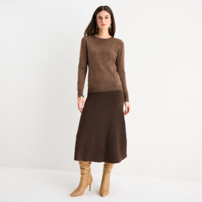 Worthington Womens Crew Neck Long Sleeve Pullover Sweater