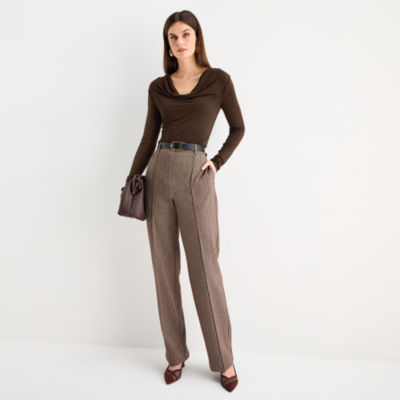 Worthington Womens Cowl Neck Long Sleeve Blouse